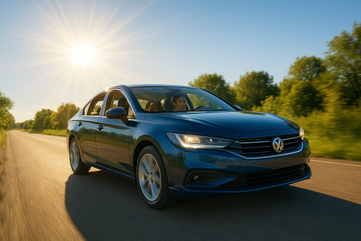 Je veux l'image d'une voiture que des personnes conduise avec du soleil dans l'image